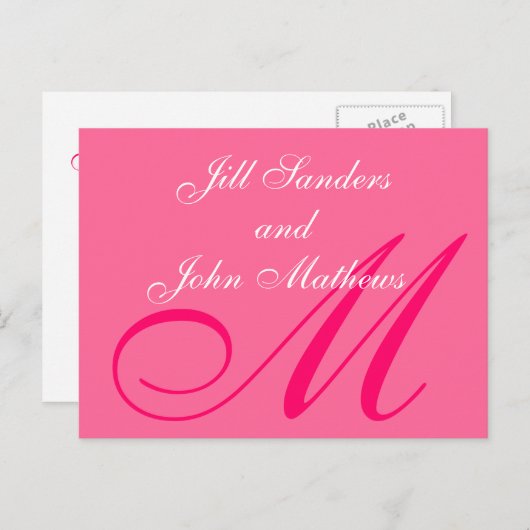 Hot Pink Save the Date Aankondigingen Briefkaarten (Voorkant / Achterkant)