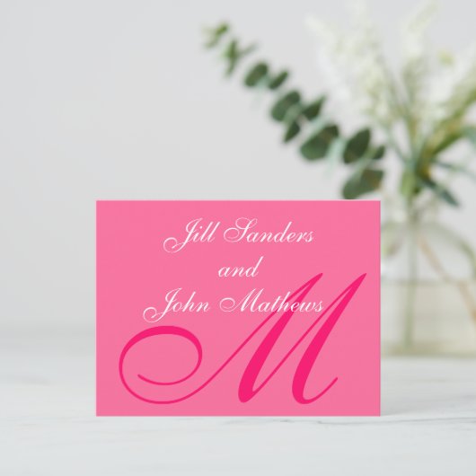 Hot Pink Save the Date Aankondigingen Briefkaarten (Staand voorkant)