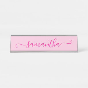 Hot Pink Schattigee handtekening Bureau Naambordje