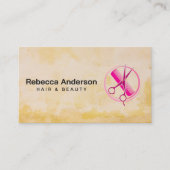 Hot Pink Scissors Comb Logo | Hair Stylist Appt Afsprakenkaartje (Voorkant)