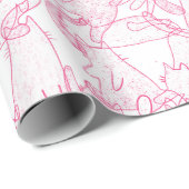 Hot Pink Scribble Cats – modern cute Pattern Cadeaupapier (Rol Hoek)