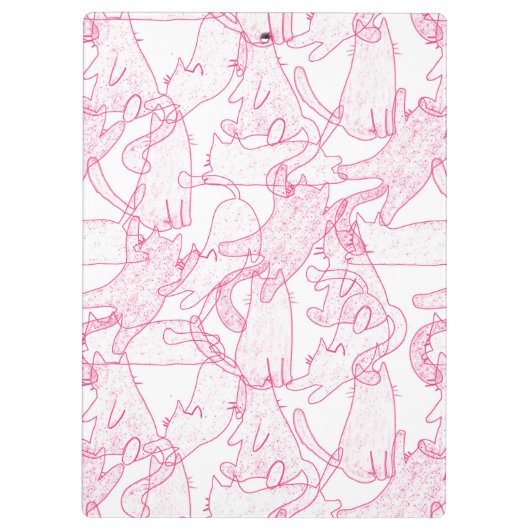 Hot Pink Scribble Cats – modern cute Pattern Klembord (Achterkant)