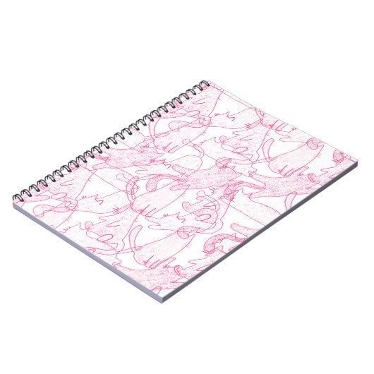 Hot Pink Scribble Cats – modern cute Pattern Notitieboek (Linkerzijde)