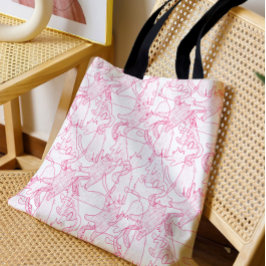Hot Pink Scribble Cats – modern cute Pattern Tote Bag