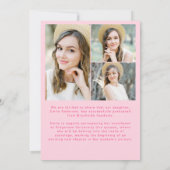 Hot Pink Script Afstuderen Foto Afstuderen Kaart (Achterkant)