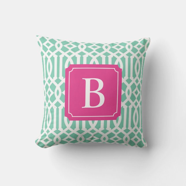 Hot Pink & Seafoam Trellis | SIERKUSSEN (Voorkant)