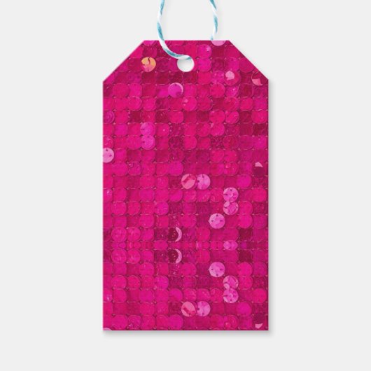 Hot Pink Sequin Cadeaulabel (Voorkant)