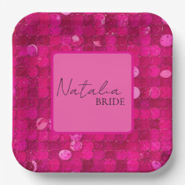 Hot Pink Sequin Papieren Bordje