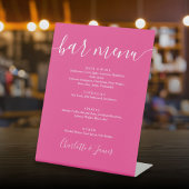 Hot Pink Signature Script Wedding Bar Menu Reclamebord Met Voetstuk