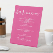 Hot Pink Signature Script Wedding Bar Menu Reclamebord Met Voetstuk (Insitu)