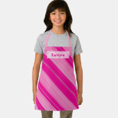 Hot Pink & Silver Candy Cane Stripe Jouw naam toev Schort (Insitu)