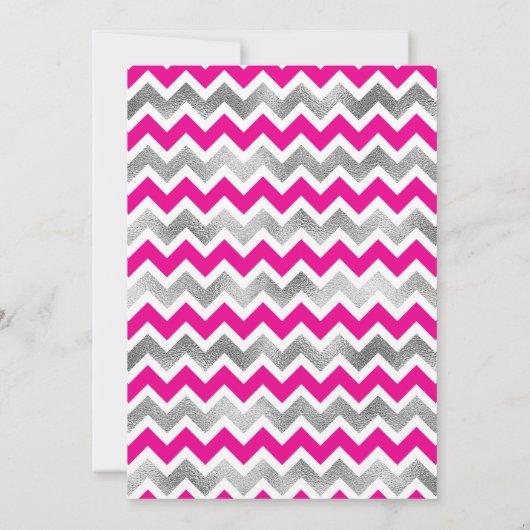 Hot Pink Silver Girl Baby Sprinkle Uitnodigingen (Achterkant)