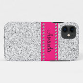 Hot Pink & Silver Glitter BLING iPhone 5 hoesje (Achterkant (horizontaal))