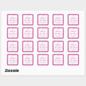 Hot Pink Silver Glitter Swirl Damask Bat Mitzvah Vierkante Sticker (Vel)