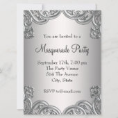 Hot Pink Silver Mask Masquerade Ball Party Kaart (Achterkant)