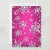 Hot Pink Silver Snowflake Sweet 16 Uitnodiging (Achterkant)