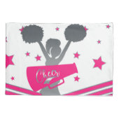 Hot Pink & Silver Stars Cheer Cpure-toonaangevende Kussensloop (Achterkant)