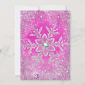 Hot Pink Silver Winter Wonderland Sweet 16 Kaart (Achterkant)