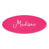 Hot Pink Simple Voornaam Script Naambadge (Voorkant)