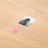 Hot Pink Simplicity B/W Photo Save our Date Acryl Uitnodigingen (Laagn)