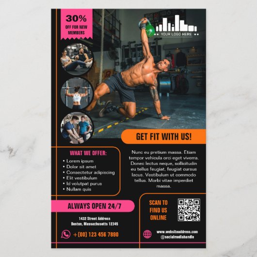 Hot Pink Sinaasappel Speciale Aanbieding Marketing Flyer (Voorkant)