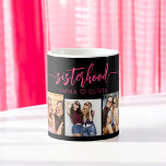 Hot Pink Sisterhood Sisters 3 Fotocollage Koffiemok<br><div class="desc">Vier zusterschap met de Sisters 3 Photo Collage Keepsake Gift Coffee Mok. Deze levendige mok beschikt over een prachtige collage van drie gekoesterde foto's, het vastleggen van speciale momenten gedeeld met je zussen. Het hete roze ontwerp voegt een leuke en stijlvolle touch toe, waardoor het een opvallend stuk is voor...</div>