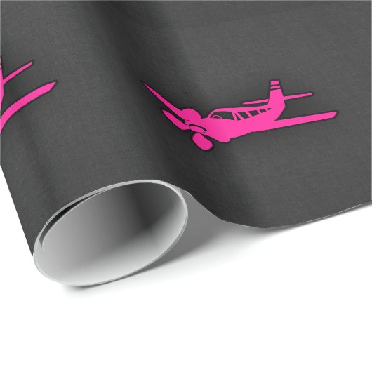 Hot Pink Small Plane Cadeaupapier (Rol Hoek)