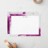 Hot pink smoke effect monogram notitiekaartje (Voorkant / Achterkant in situ)