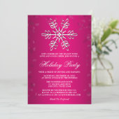 HOT PINK SNOWFLAKE HOLIDAIRE PARTIJ KAART (Staand voorkant)