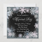 Hot Pink Snowflake Masquerade Party Uitnodigingen (Achterkant)