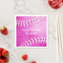 Hot Pink Softbal Meisjes Sport verjaardagsfeestje Servet
