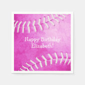 Hot Pink Softbal Meisjes Sport verjaardagsfeestje Servet (Voorkant)