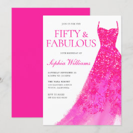 Hot Pink Sparkle Dress 50ste verjaardagsfeestje Kaart