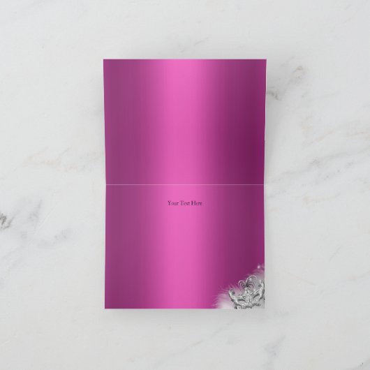 Hot Pink Sparkle Masquerade Dank u kaart (Binnen)