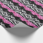 Hot Pink Sparkle Zebra Girly's Cadeaupapier (Hoek)