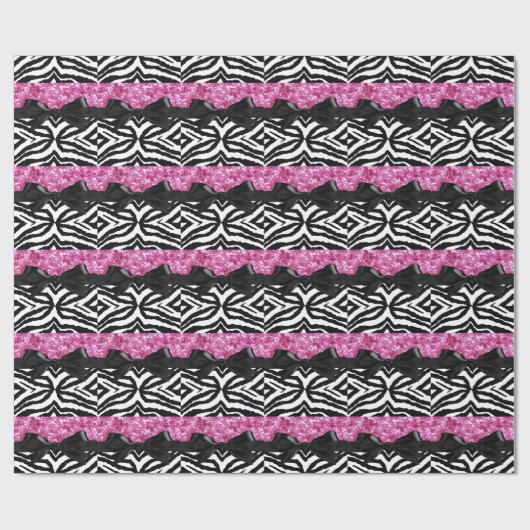 Hot Pink Sparkle Zebra Girly's Cadeaupapier (Vlak)