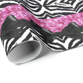 Hot Pink Sparkle Zebra Girly's Cadeaupapier (Rol Hoek)