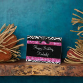 Hot Pink Sparkle Zebra Girly's Fotoplaat (Zijkant)