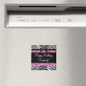 Hot Pink Sparkle Zebra Girly's Magneet (Insitu (Vaatwasser))