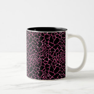 Hot Pink Sparkles met zwarte dierenprint Tweekleurige Koffiemok