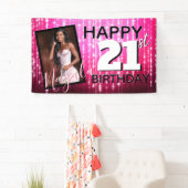 Hot Pink Sparkles| Monogram| AGE| Foto Birthday Spandoek (Insitu)