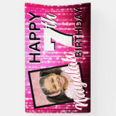 Hot Pink Sparkles| Monogram| AGE| Foto Birthday Spandoek (Verticaal)