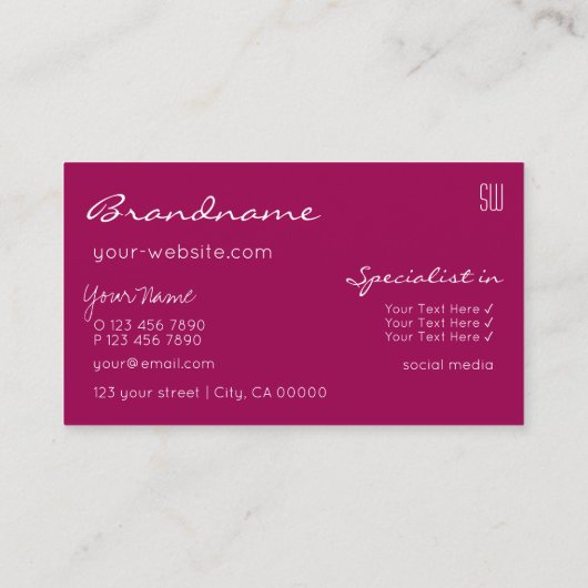 Hot Pink Sparkling Glitter Sterren met Monogram Visitekaartje (Achterkant)