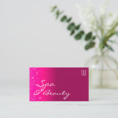 Hot Pink Sparkling Glitter Sterren met Monogram Visitekaartje (Staand voorkant)