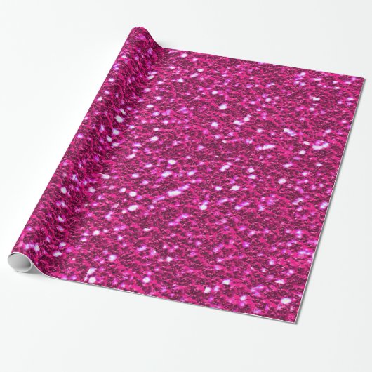 Hot Pink Sparkly Glittery Girly Cadeaupapier (Uitgerold)