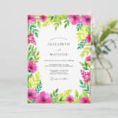 Hot Pink Spirited Spring Wedding Kaart (Staand voorkant)