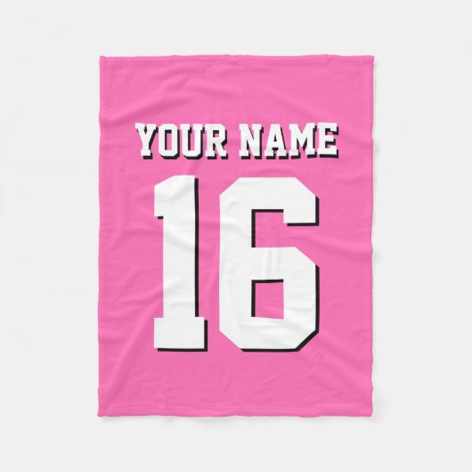 Hot Pink Sporty Team Jersey Fleece Deken (Voorkant)