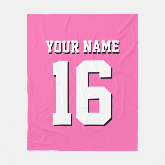 Hot Pink Sporty Team Jersey Fleece Deken (Voorkant)