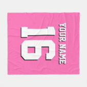Hot Pink Sporty Team Jersey Fleece Deken (Voorkant (Horizontaal))