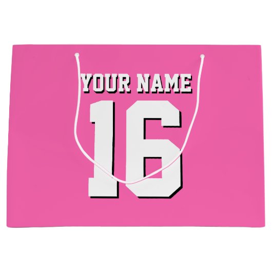Hot Pink Sporty Team Jersey Groot Cadeauzakje (Voorkant)